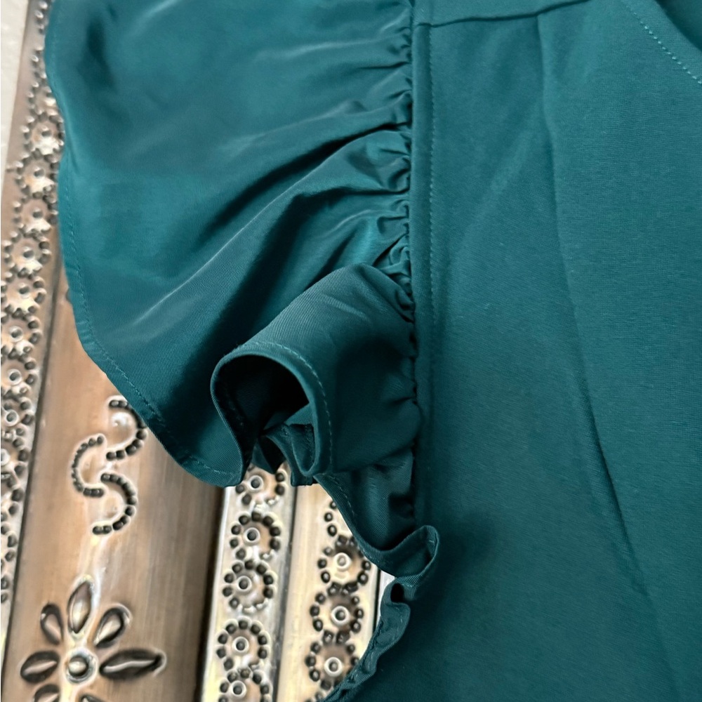 Express Teal Ruffle Blouse - Picture 4 of 5